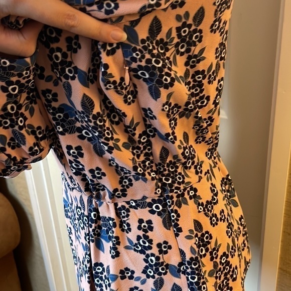 J. Crew Size 4 Surplice Peplum Floral Top Pink Blue Spring Flowers Tailored - Picture 5 of 9